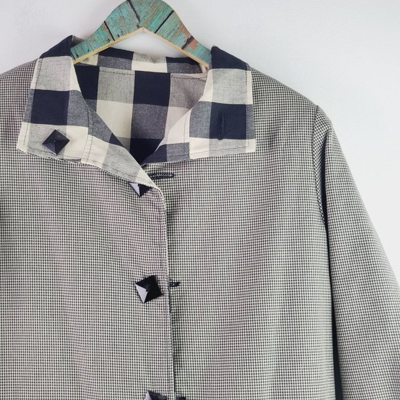 Vtg Painted Pony REVERSIBLE Buffalo Plaid Houndstooth Button-up Jacket USA Sz S - Picture 7 of 9